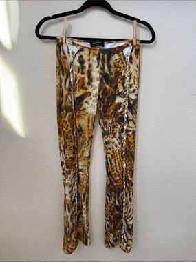 White Fox Boutique Animal Print Flared Pants - Size S
